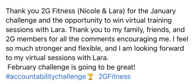 photo of the comments made by the January Accountability Challenge Winner